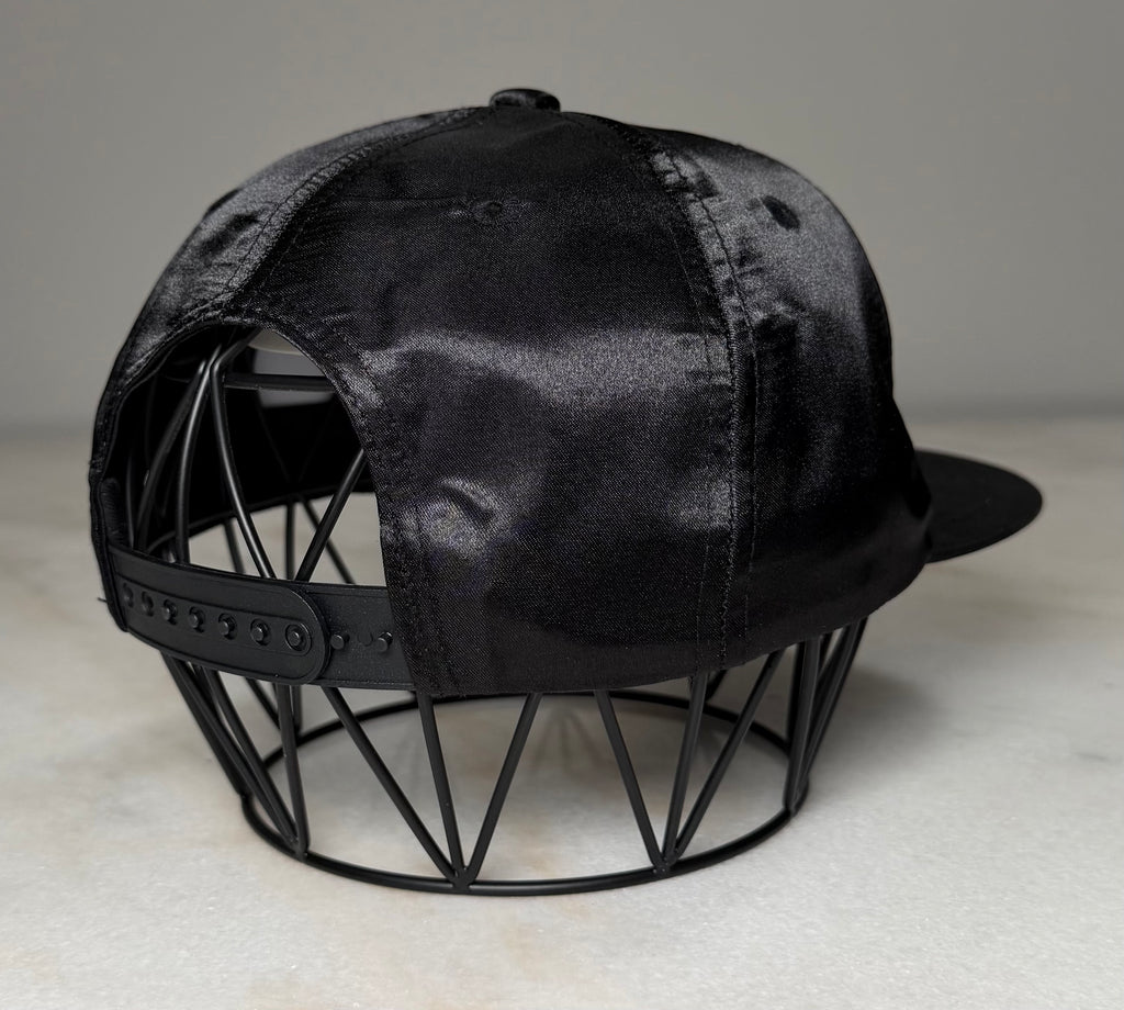 Black Satin Snapback Cap - Unisex