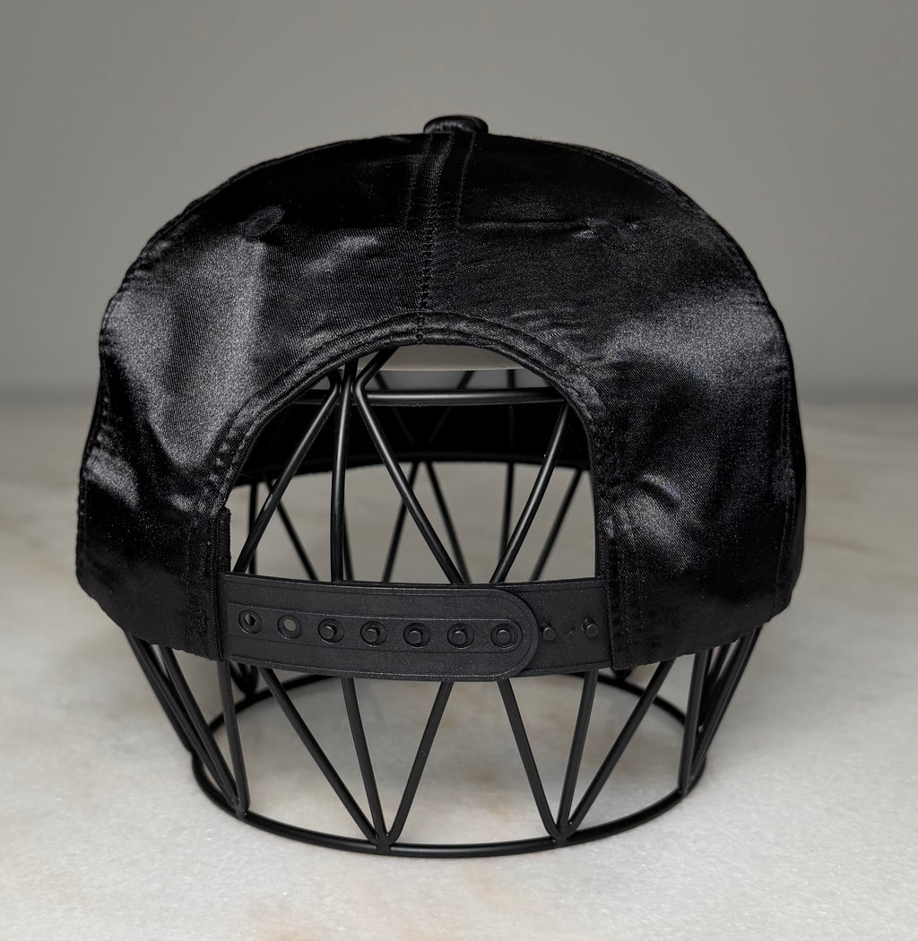 Black Satin Snapback Cap - Unisex
