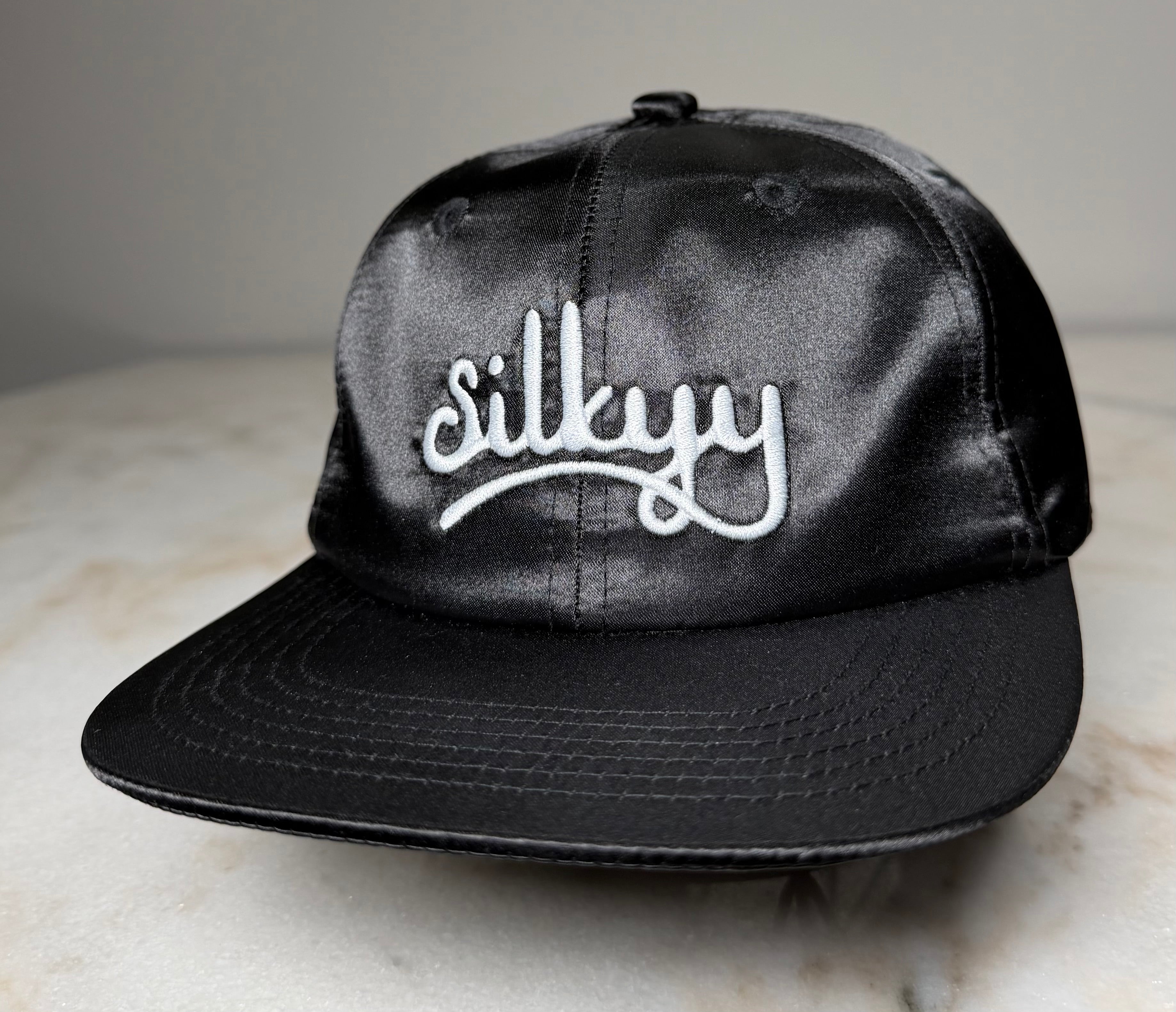 Black Satin Snapback Cap - Unisex